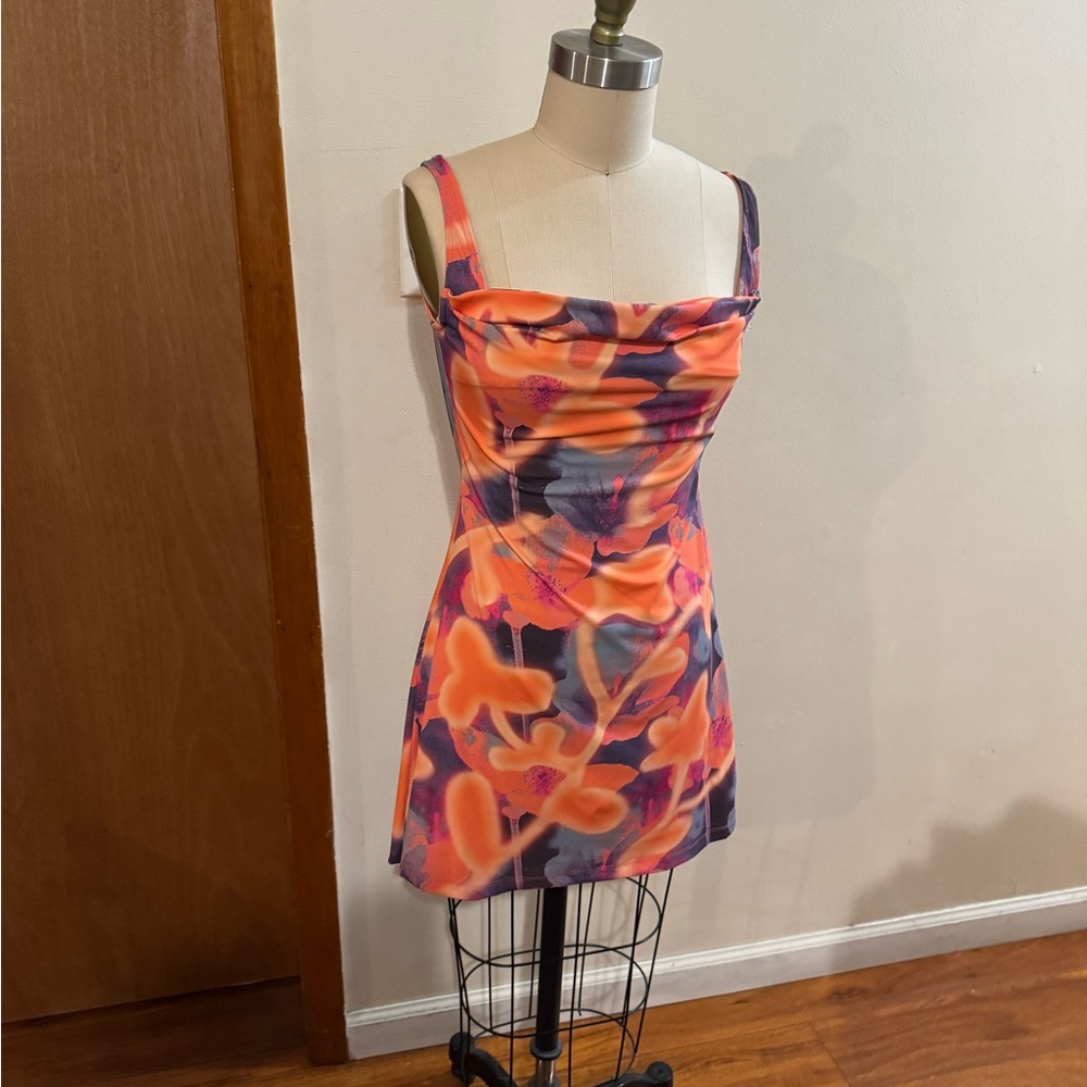 Miaou Orange and Purple Floral Mini Dress